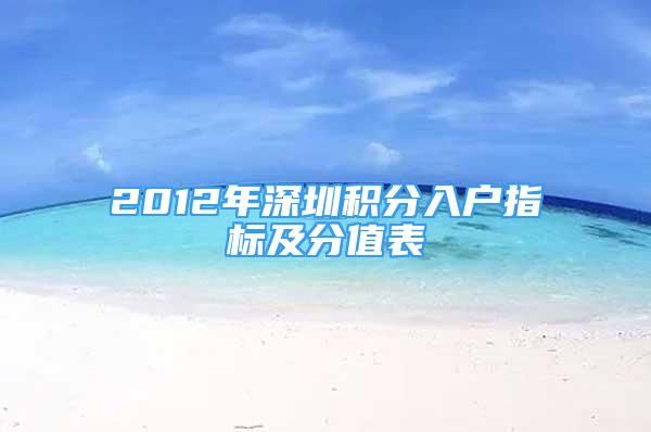 2012年深圳积分入户指标及分值表