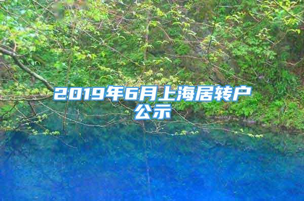 2019年6月上海居转户公示