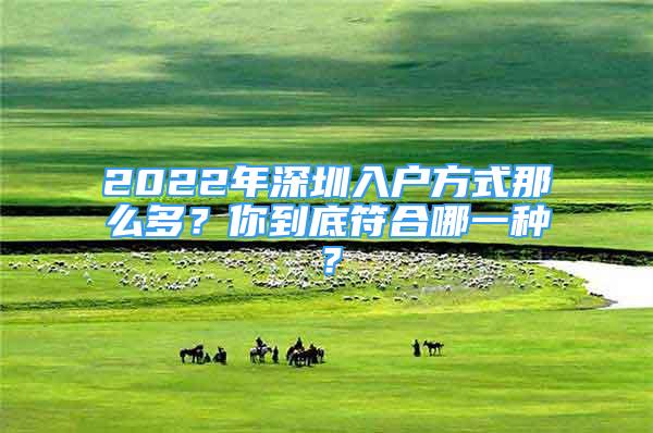 2022年深圳入户方式那么多？你到底符合哪一种？