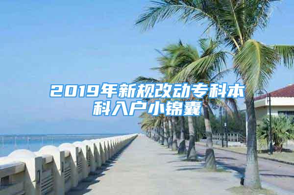 2019年新规改动专科本科入户小锦囊