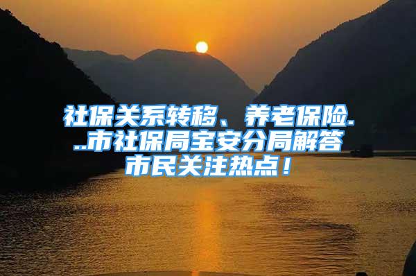 社保关系转移、养老保险...市社保局宝安分局解答市民关注热点！