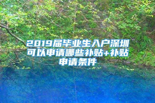 2019届毕业生入户深圳可以申请哪些补贴+补贴申请条件