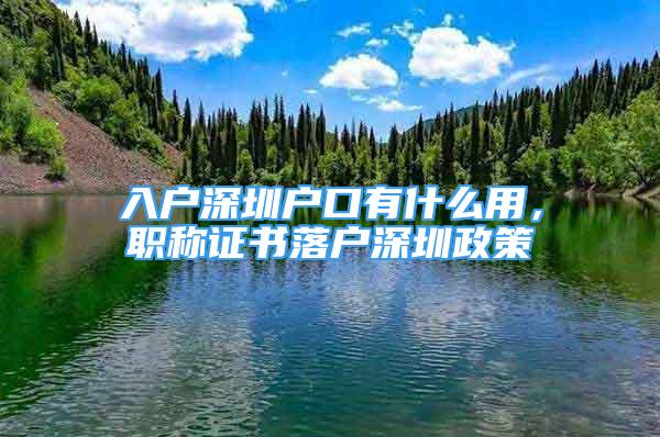 入户深圳户口有什么用，职称证书落户深圳政策