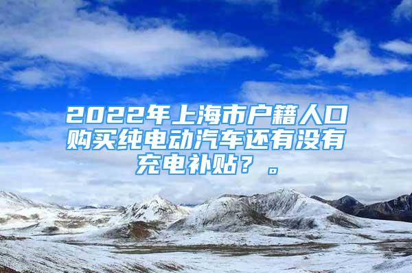 2022年上海市户籍人口购买纯电动汽车还有没有充电补贴？。