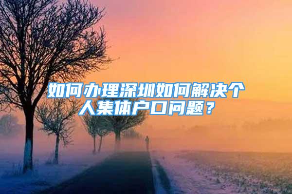 如何办理深圳如何解决个人集体户口问题？