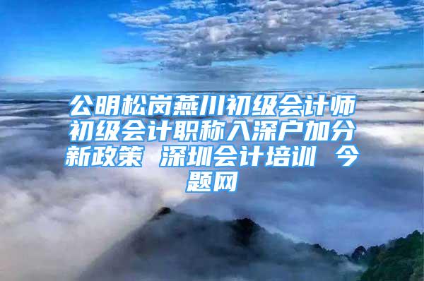 公明松岗燕川初级会计师初级会计职称入深户加分新政策 深圳会计培训 今题网