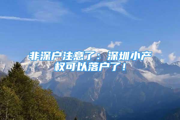 非深户注意了：深圳小产权可以落户了！