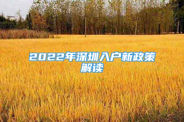 2022年深圳入户新政策解读