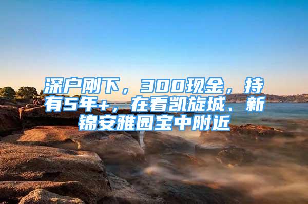 深户刚下，300现金，持有5年+，在看凯旋城、新锦安雅园宝中附近