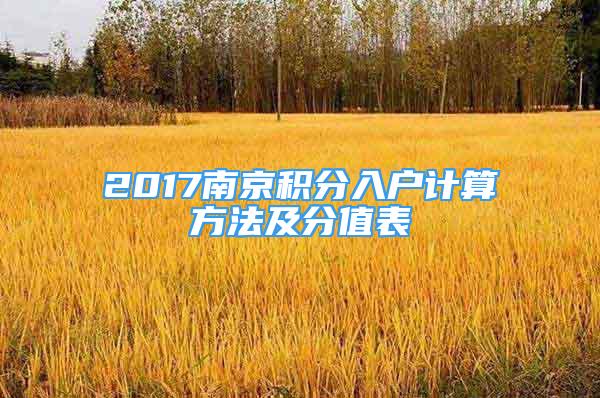 2017南京积分入户计算方法及分值表