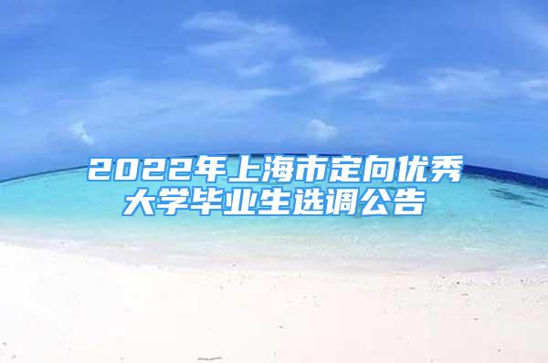 2022年上海市定向优秀大学毕业生选调公告