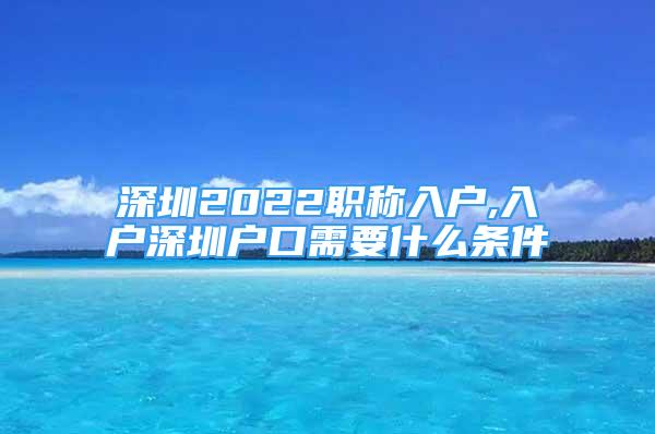 深圳2022职称入户,入户深圳户口需要什么条件