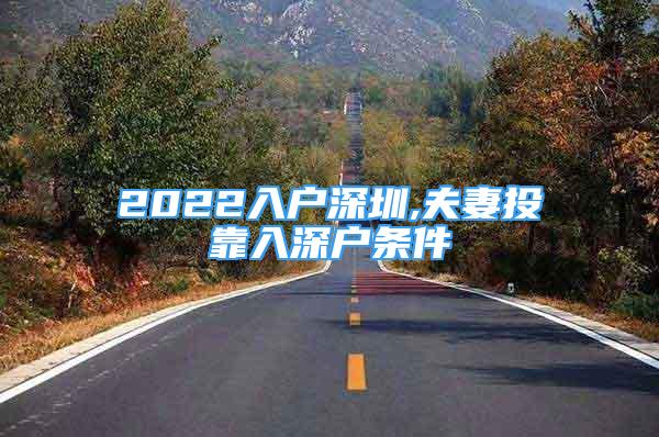 2022入户深圳,夫妻投靠入深户条件