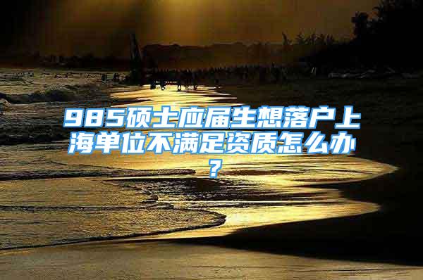 985硕士应届生想落户上海单位不满足资质怎么办？