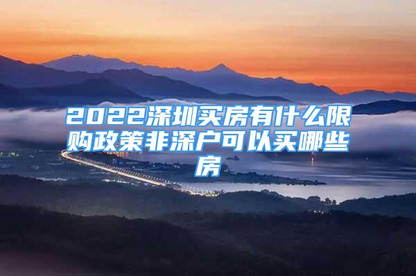 2022深圳买房有什么限购政策非深户可以买哪些房