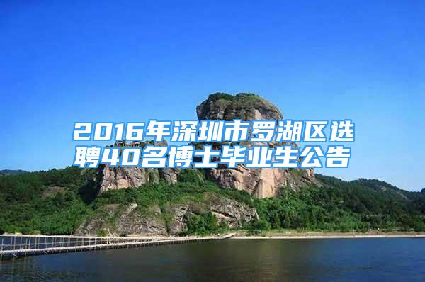 2016年深圳市罗湖区选聘40名博士毕业生公告