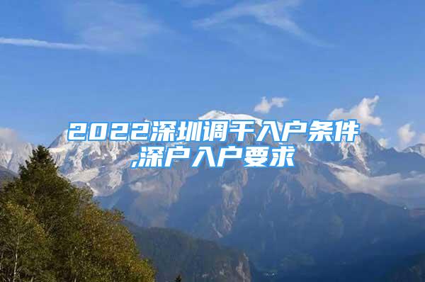 2022深圳调干入户条件,深户入户要求