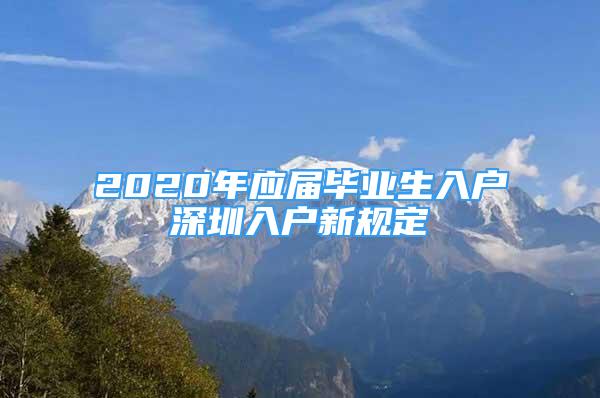 2020年应届毕业生入户深圳入户新规定