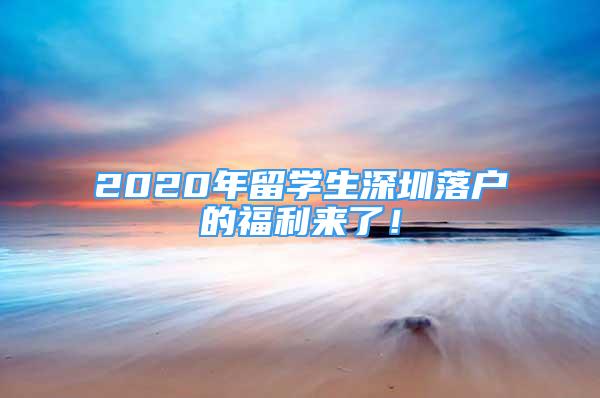 2020年留学生深圳落户的福利来了！