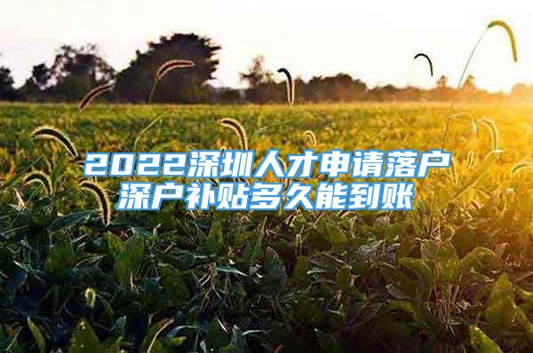 2022深圳人才申请落户深户补贴多久能到账