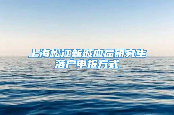 上海松江新城应届研究生落户申报方式