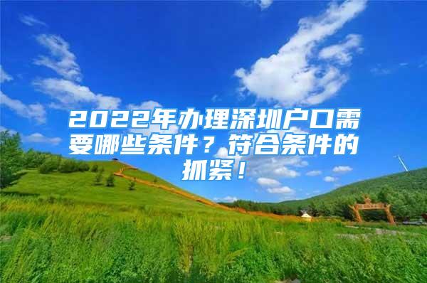 2022年办理深圳户口需要哪些条件？符合条件的抓紧！