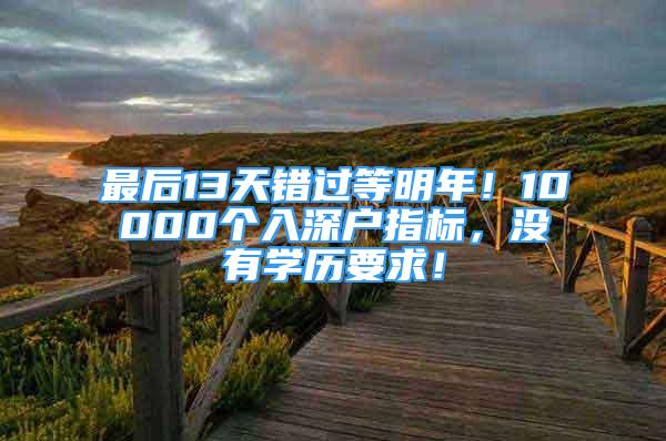 最后13天错过等明年！10000个入深户指标，没有学历要求！