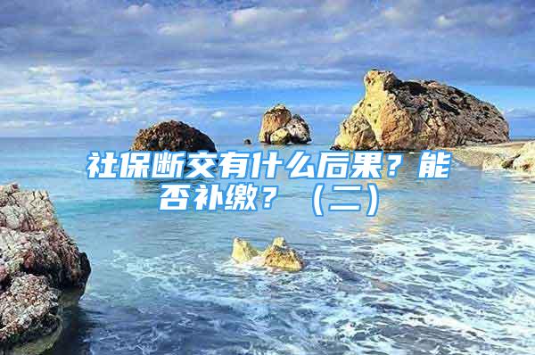 社保断交有什么后果？能否补缴？（二）