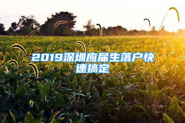 2019深圳应届生落户快速搞定