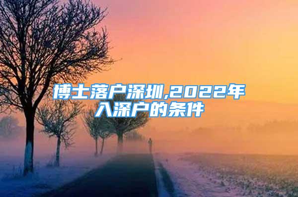 博士落户深圳,2022年入深户的条件