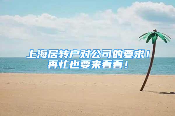 上海居转户对公司的要求！再忙也要来看看！