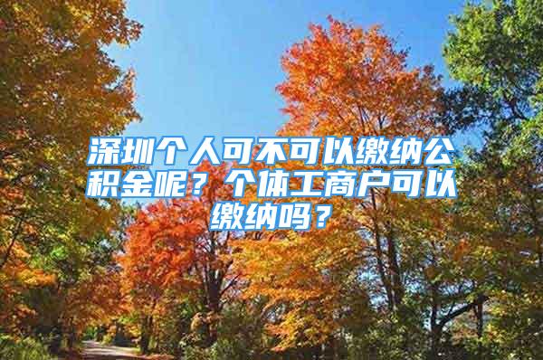 深圳个人可不可以缴纳公积金呢？个体工商户可以缴纳吗？