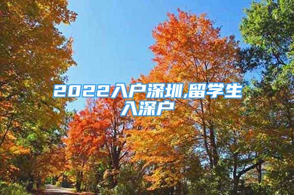 2022入户深圳,留学生入深户