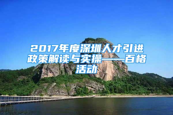 2017年度深圳人才引进政策解读与实操——百格活动