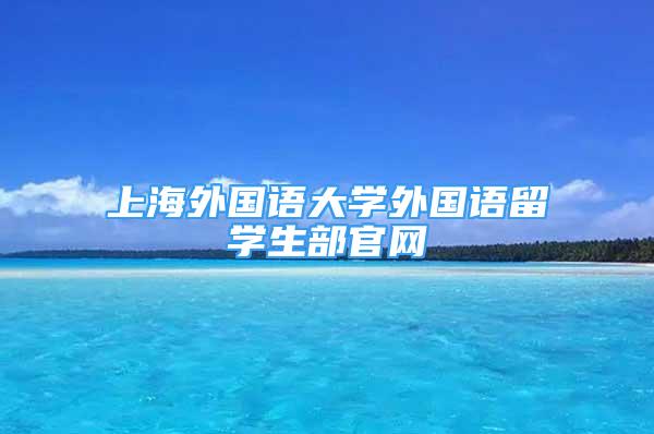 上海外国语大学外国语留学生部官网