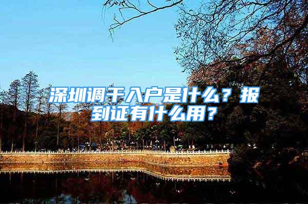 深圳调干入户是什么？报到证有什么用？