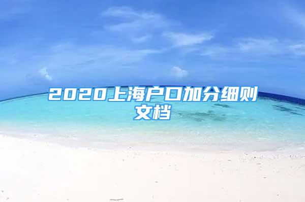 2020上海户口加分细则文档