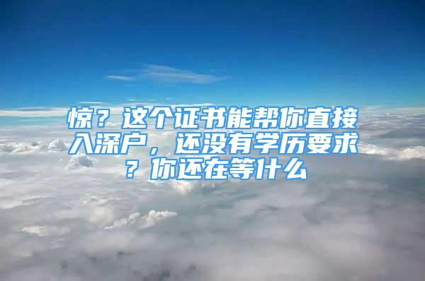 惊？这个证书能帮你直接入深户，还没有学历要求？你还在等什么