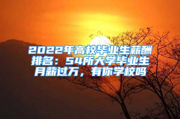 2022年高校毕业生薪酬排名：54所大学毕业生月薪过万，有你学校吗