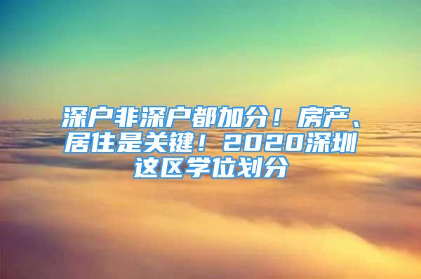 深户非深户都加分！房产、居住是关键！2020深圳这区学位划分