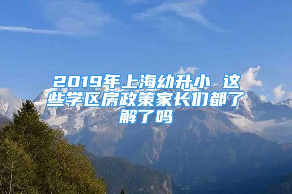 2019年上海幼升小 这些学区房政策家长们都了解了吗