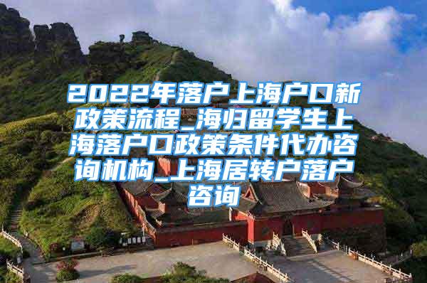 2022年落户上海户口新政策流程_海归留学生上海落户口政策条件代办咨询机构_上海居转户落户咨询