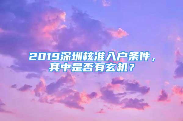 2019深圳核准入户条件，其中是否有玄机？