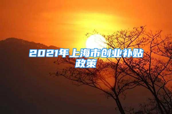 2021年上海市创业补贴政策