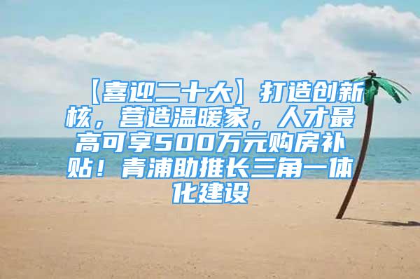 【喜迎二十大】打造创新核，营造温暖家，人才最高可享500万元购房补贴！青浦助推长三角一体化建设