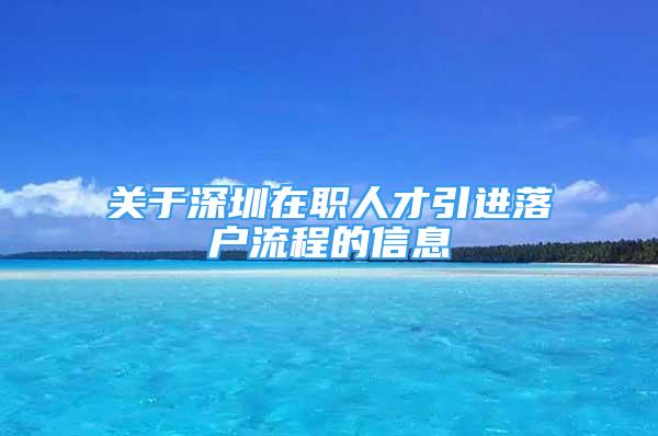 关于深圳在职人才引进落户流程的信息