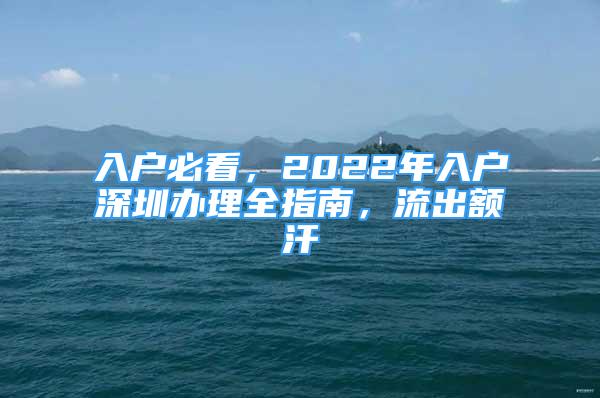 入户必看，2022年入户深圳办理全指南，流出额汗