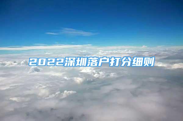 2022深圳落户打分细则