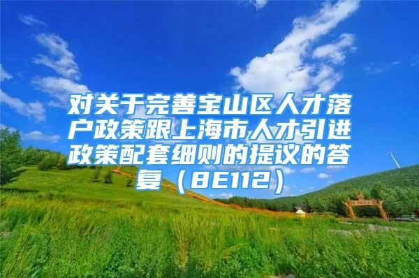 对关于完善宝山区人才落户政策跟上海市人才引进政策配套细则的提议的答复（8E112）