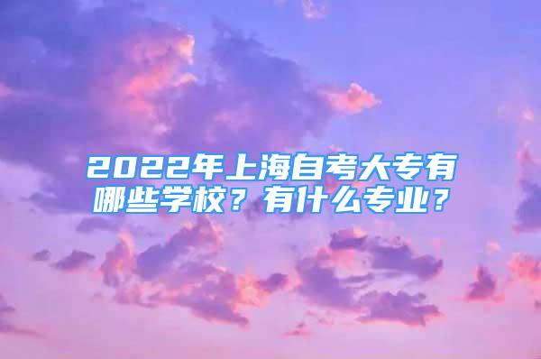 2022年上海自考大专有哪些学校？有什么专业？